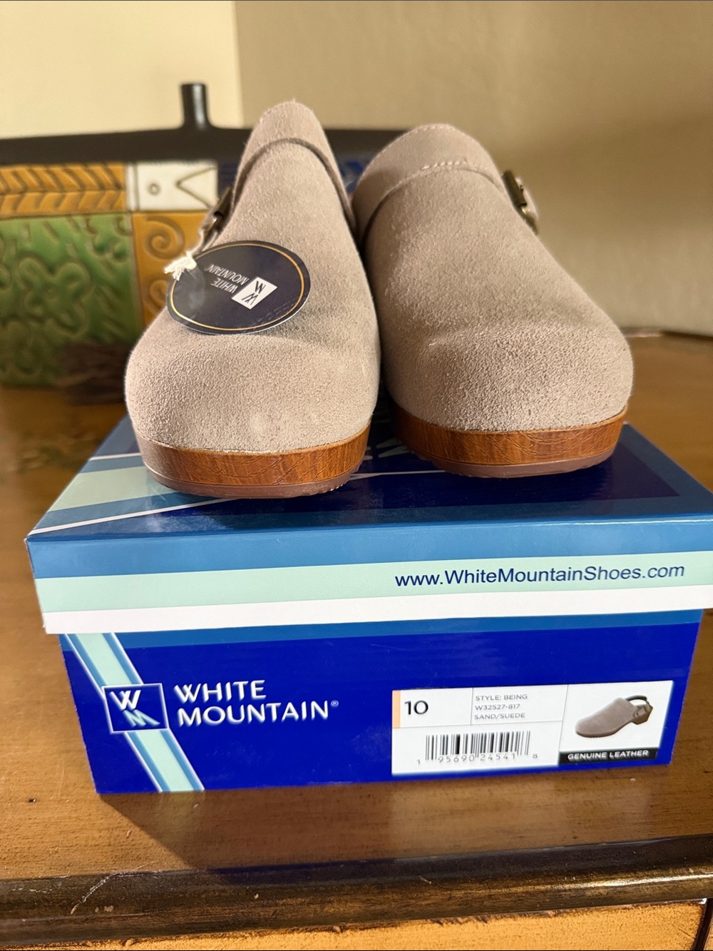 White Mountain Sand Suede Clog Mules with Buckle